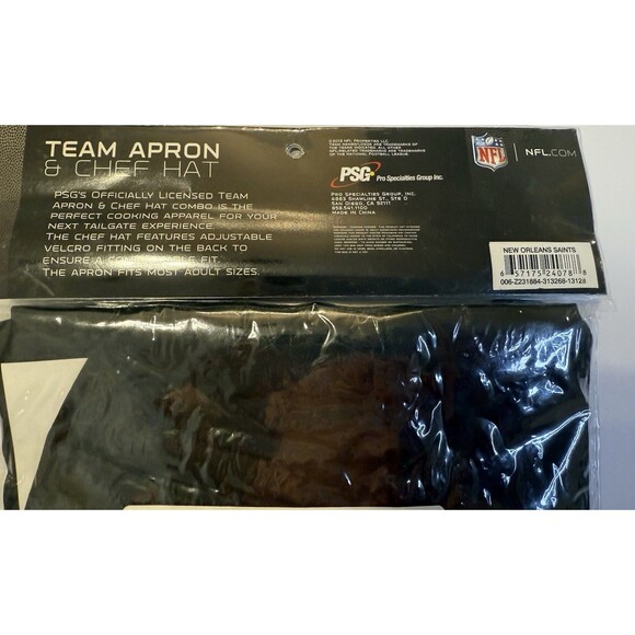 NFL New Orleans Saints Apron & Chef Hat Set – Official Licensed Tailgate Gear - Picture 2 of 2